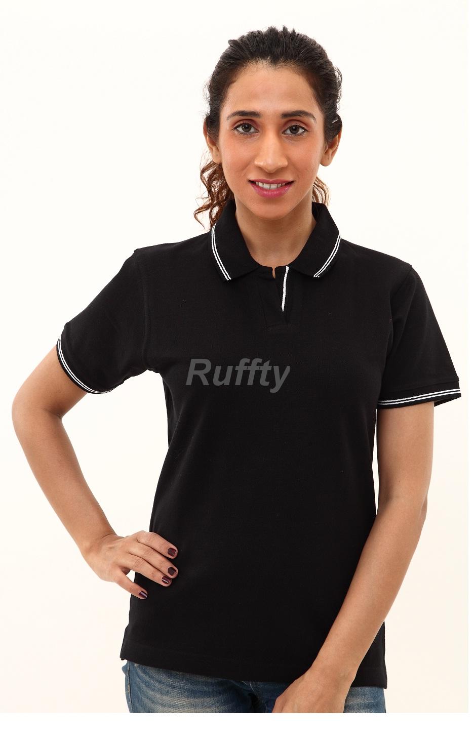 Ruffty Cotton Tipping Female Polo T Shirt