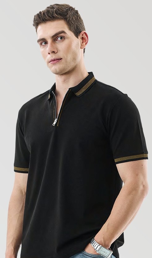 Snitch Cotton Textured Zipper Polo